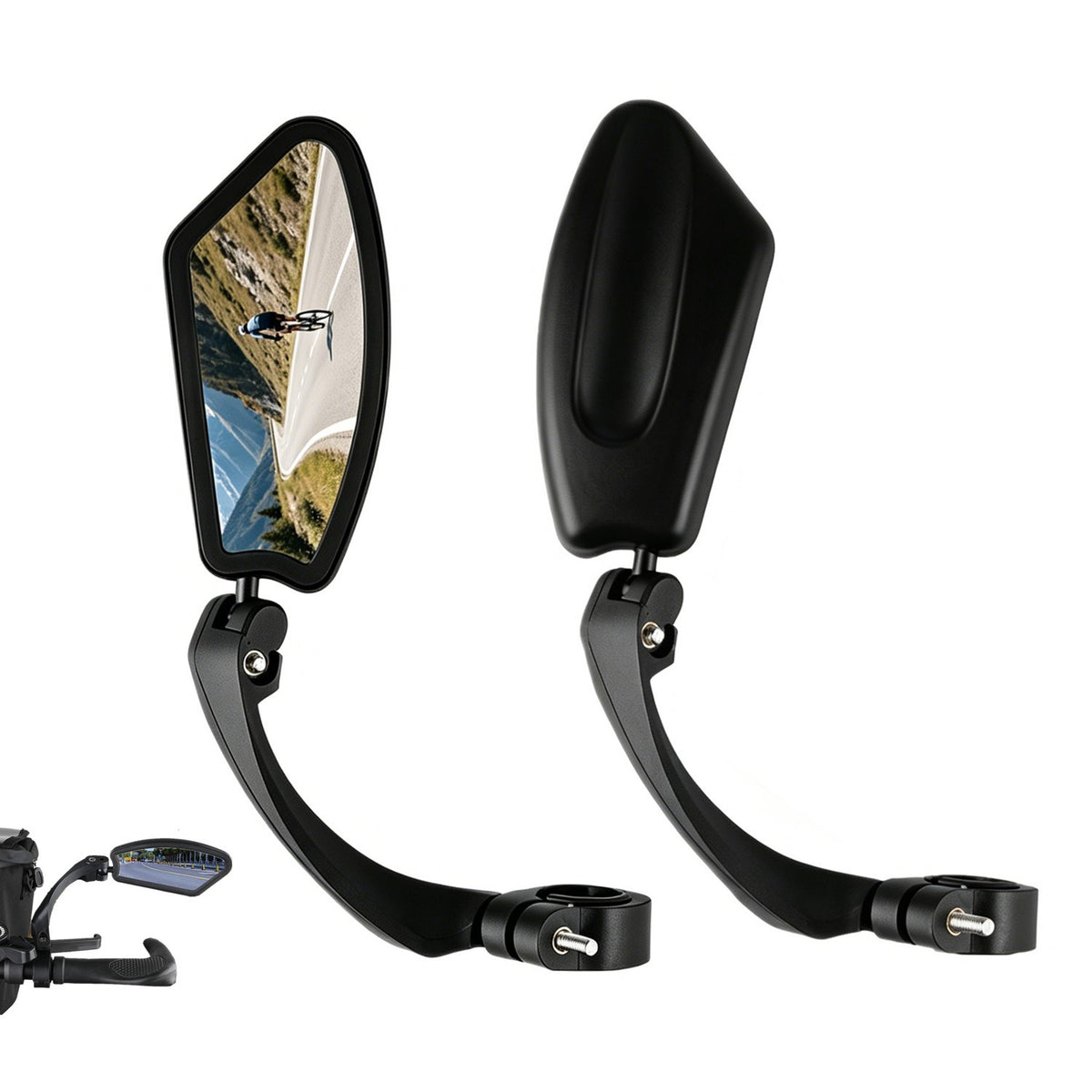 Cycling Rear View Mirror Pair - Rotatable Wide Angle Handlebar Bike Mirrors