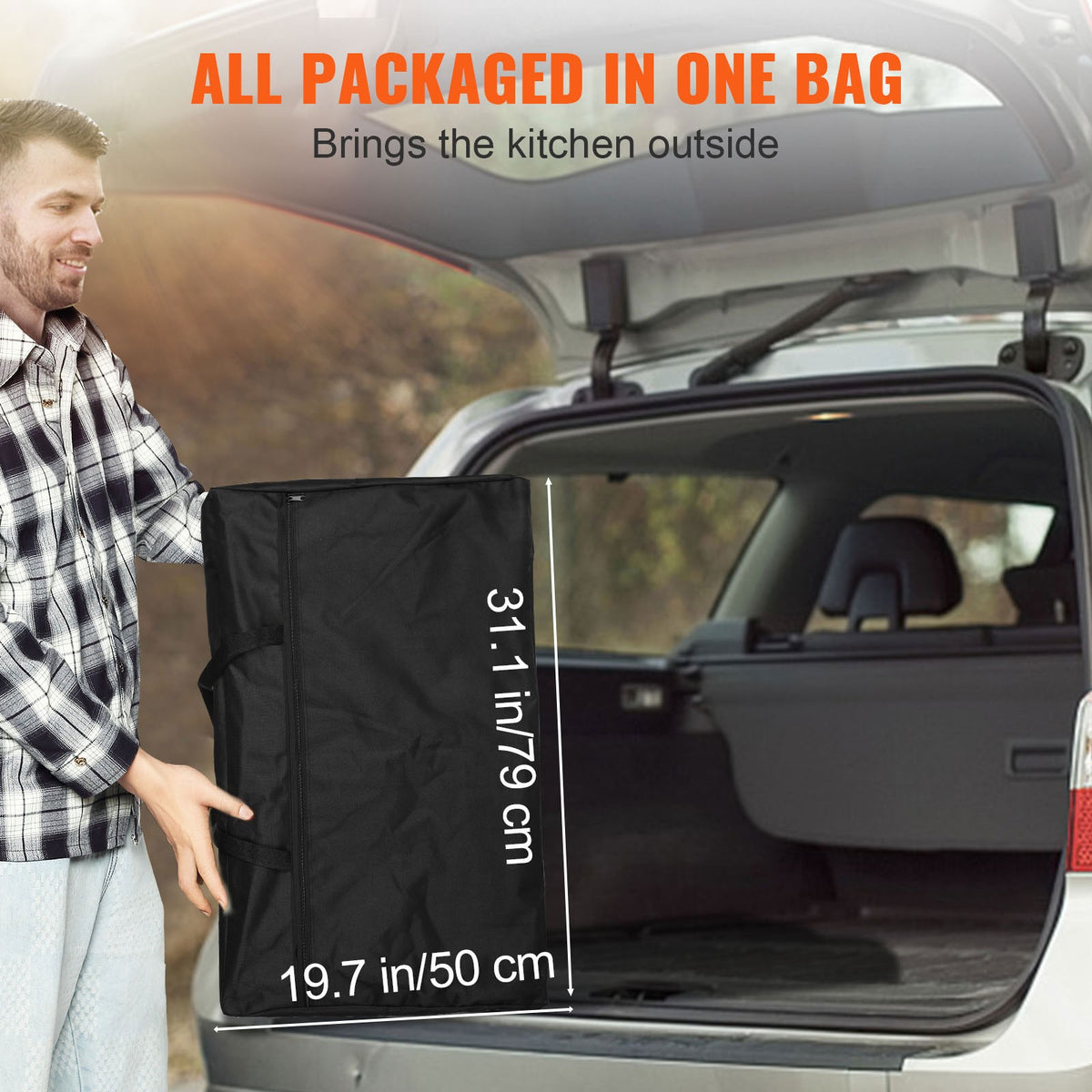 Portable Camping Kitchen Table with Folding Design and Storage