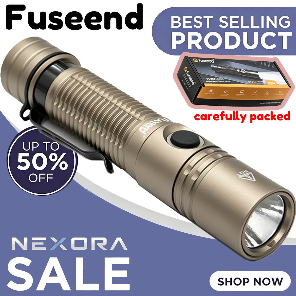 Rechargeable LED Tactical Flashlight with Magnetic Base - High Brightness, Durable Aluminum Body