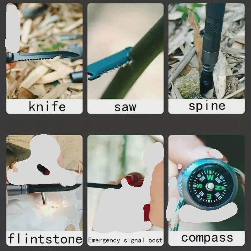 Adjustable Aluminum Trekking Pole with Multi-Tool & Safety Features