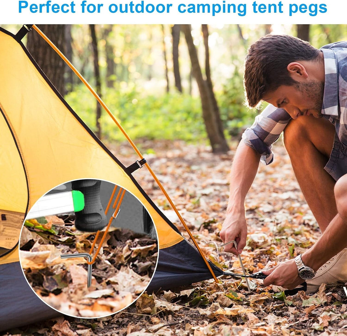 Heavy Duty Tent Stakes 17 Pack - Rust-Proof Ground Anchors for Camping & Outdoor Use