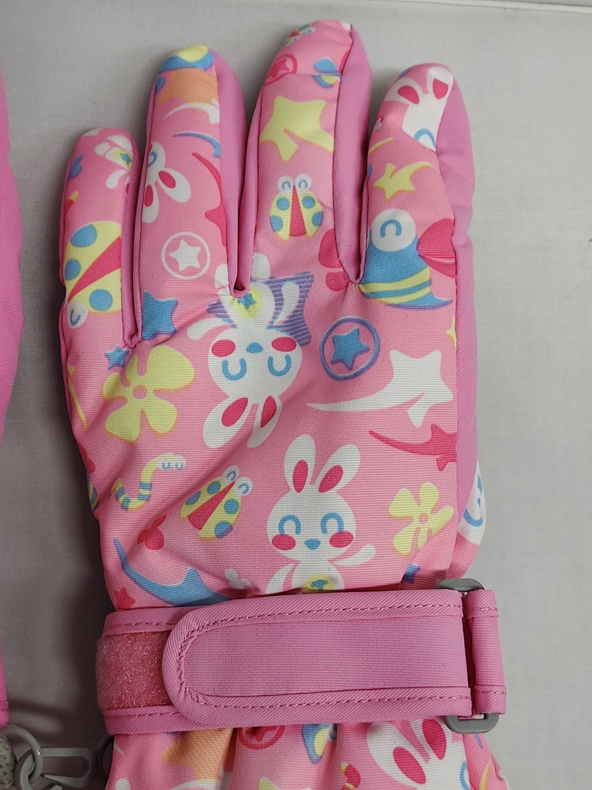 Kids Pink Bunny Winter Snow Ski Gloves Size Large