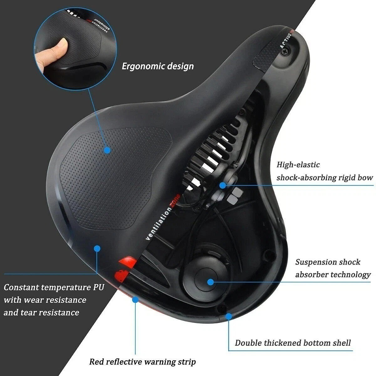 Wide Gel Bicycle Saddle Seat Cushion for Comfort and Shock Absorption