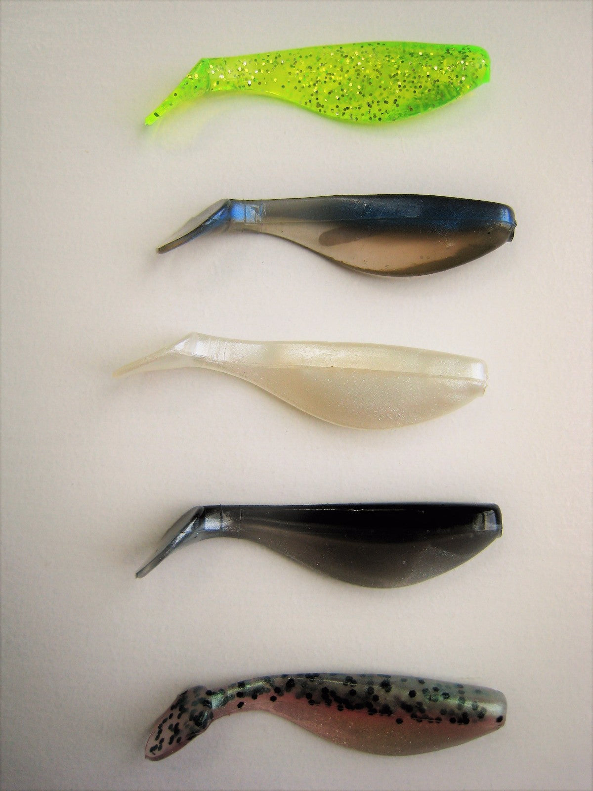 2 Inch Paddle Tail Swimbait Lures - 100 Pack in 5 Colors for Freshwater & Saltwater Fishing