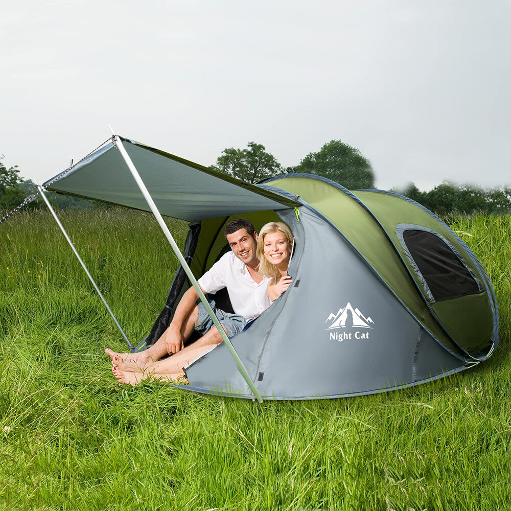 2-4 Person Waterproof Pop Up Camping Tent with Ventilation & Easy Setup