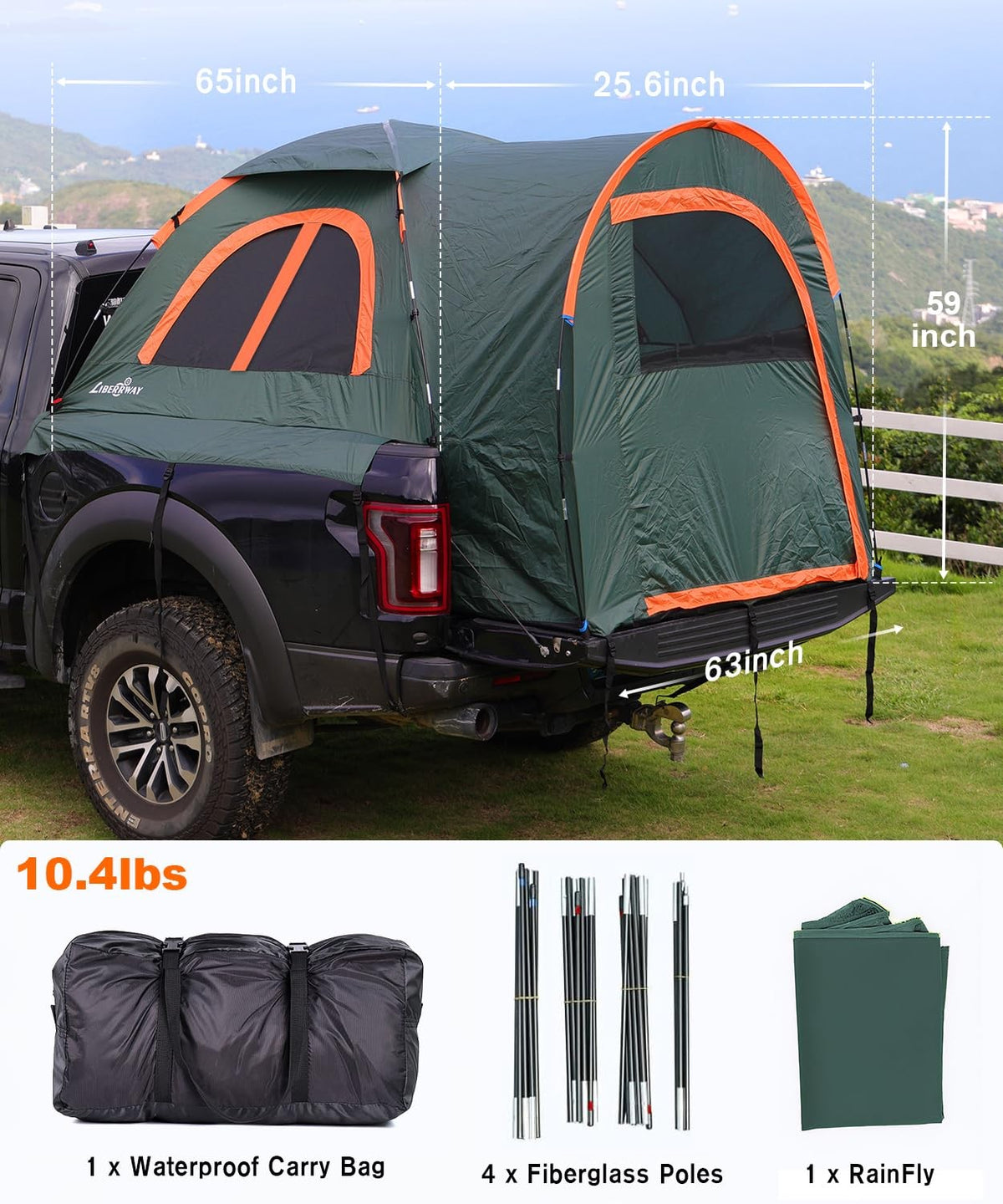 Truck Bed Tent for 2 Persons 5.5-5.8FT Pickup Waterproof Camping Shelter