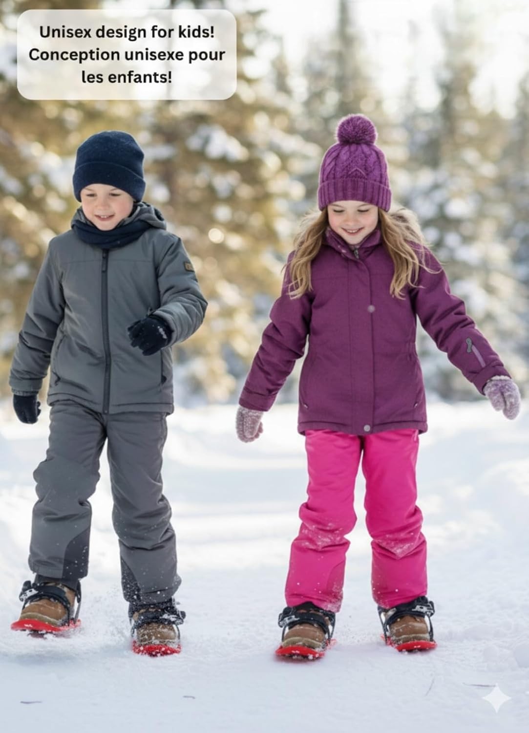 Freestyle Snow Skates for Kids - Adjustable Snowboarding Skates RED