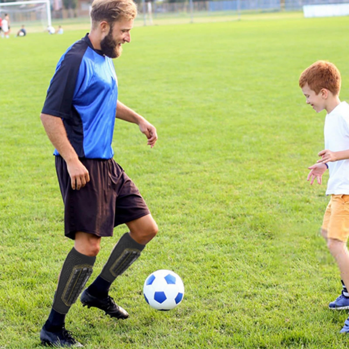 Kids Adult Soccer Shin Guards Calf X-Large Impact Protection Black Yellow