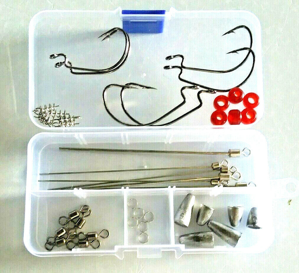 42 Pcs Fishing Rig Kit with Hooks Weights Beads & Keepers for Tackle Making
