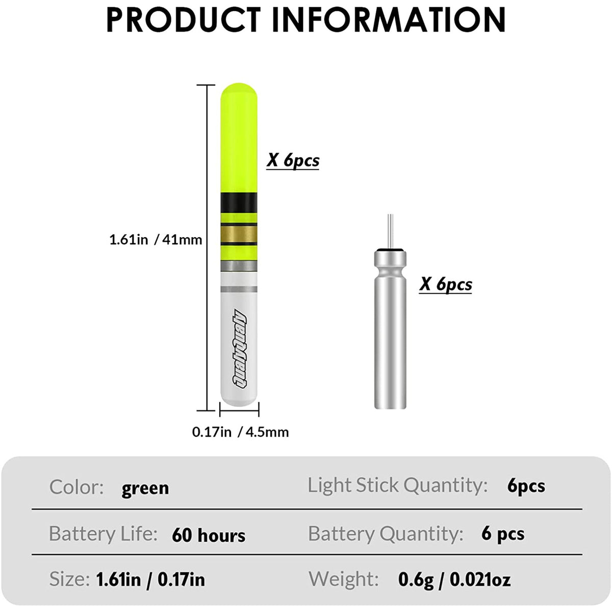 LED Glow Sticks for Fishing 6-Pack Night Fishing Light Up Floats with Batteries