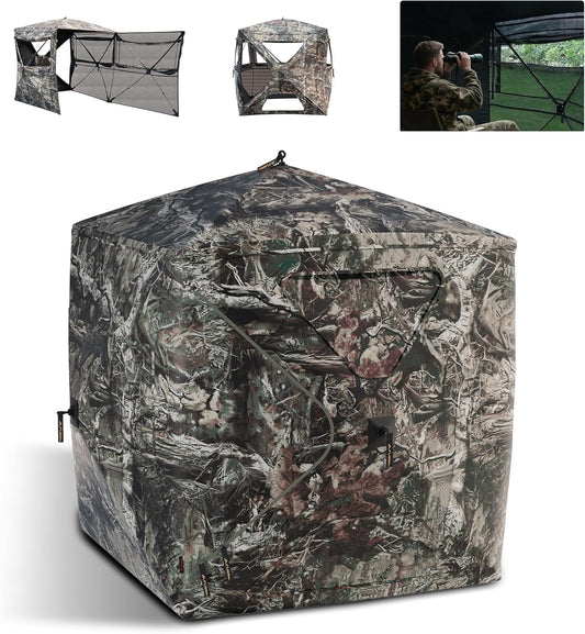 Hunting Blind with 270° See-Through Door, Dual Zipper & Camouflage Pattern
