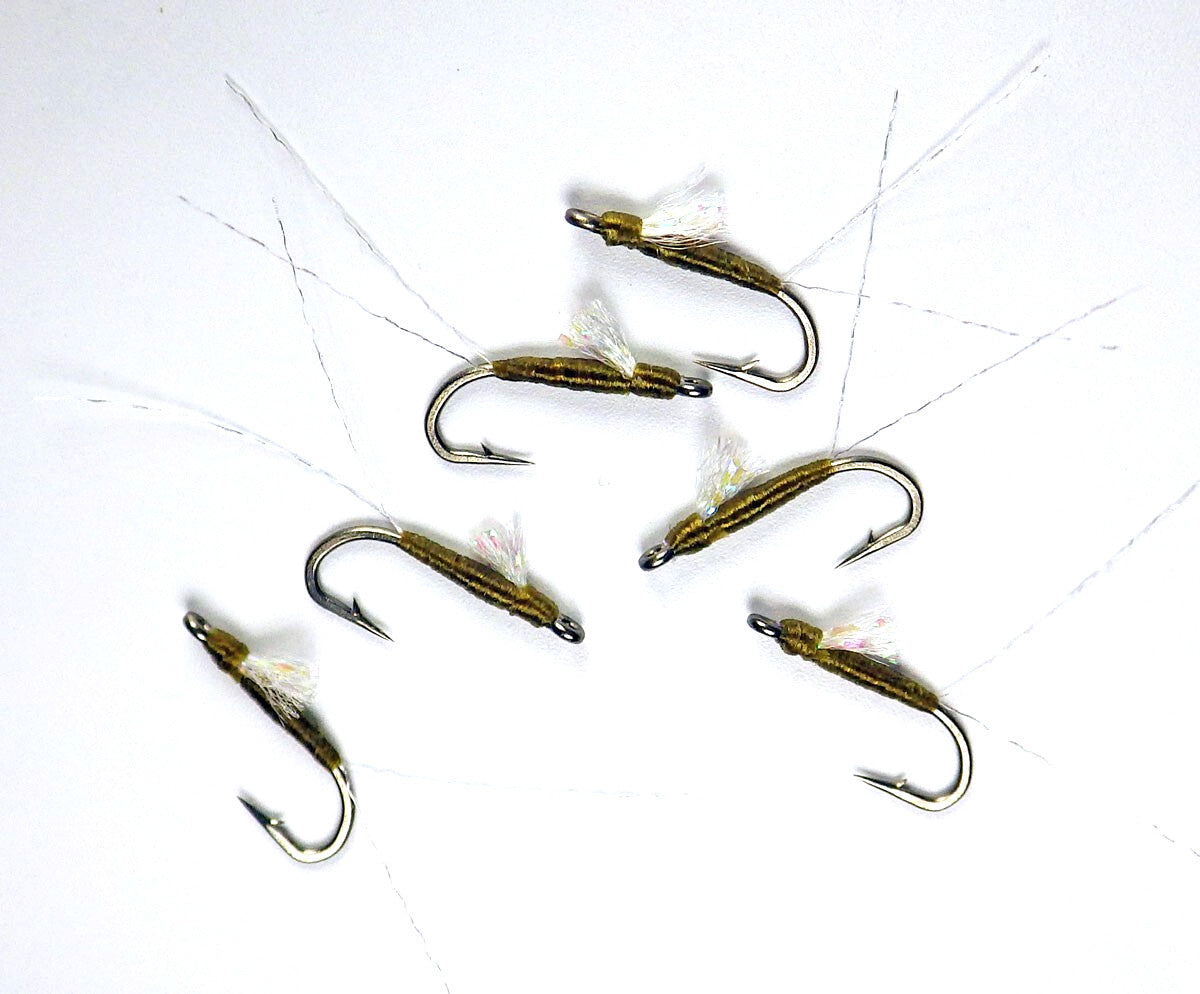 Premium Trout Fly Flies Set - Olive BWO Nymphs Sparkle Wing #20, Half Dozen
