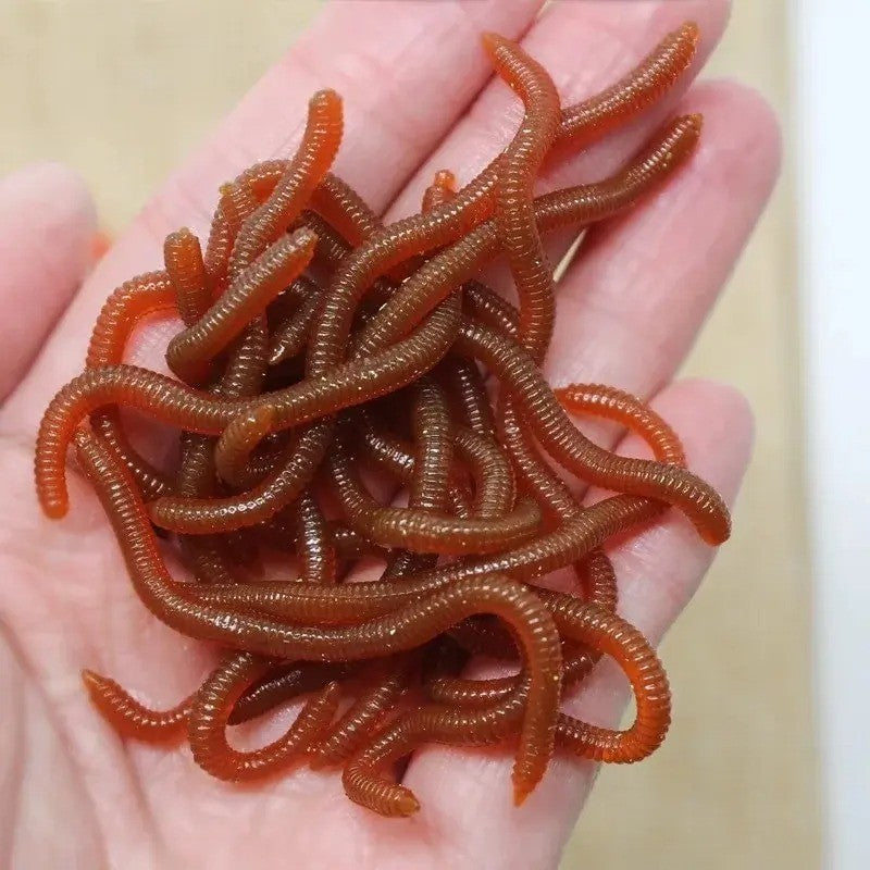 20 Pcs Soft Plastic Fishing Worms Lifelike Red Earthworm Baits
