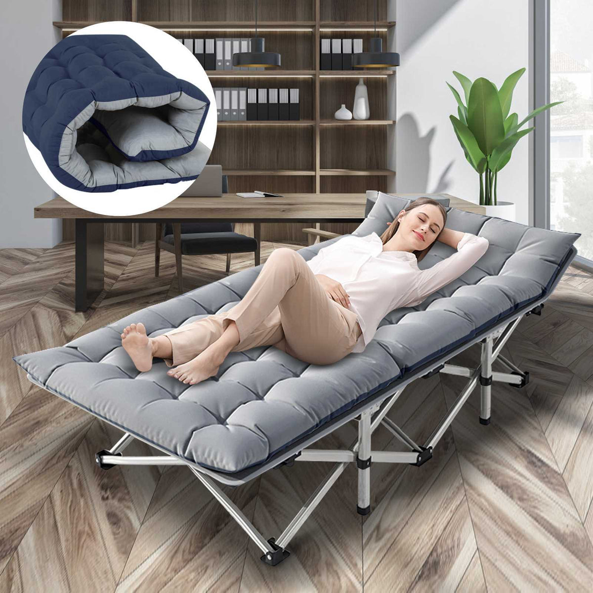 Heavy Duty Folding Camping Cot with Mattress for Adults and Kids
