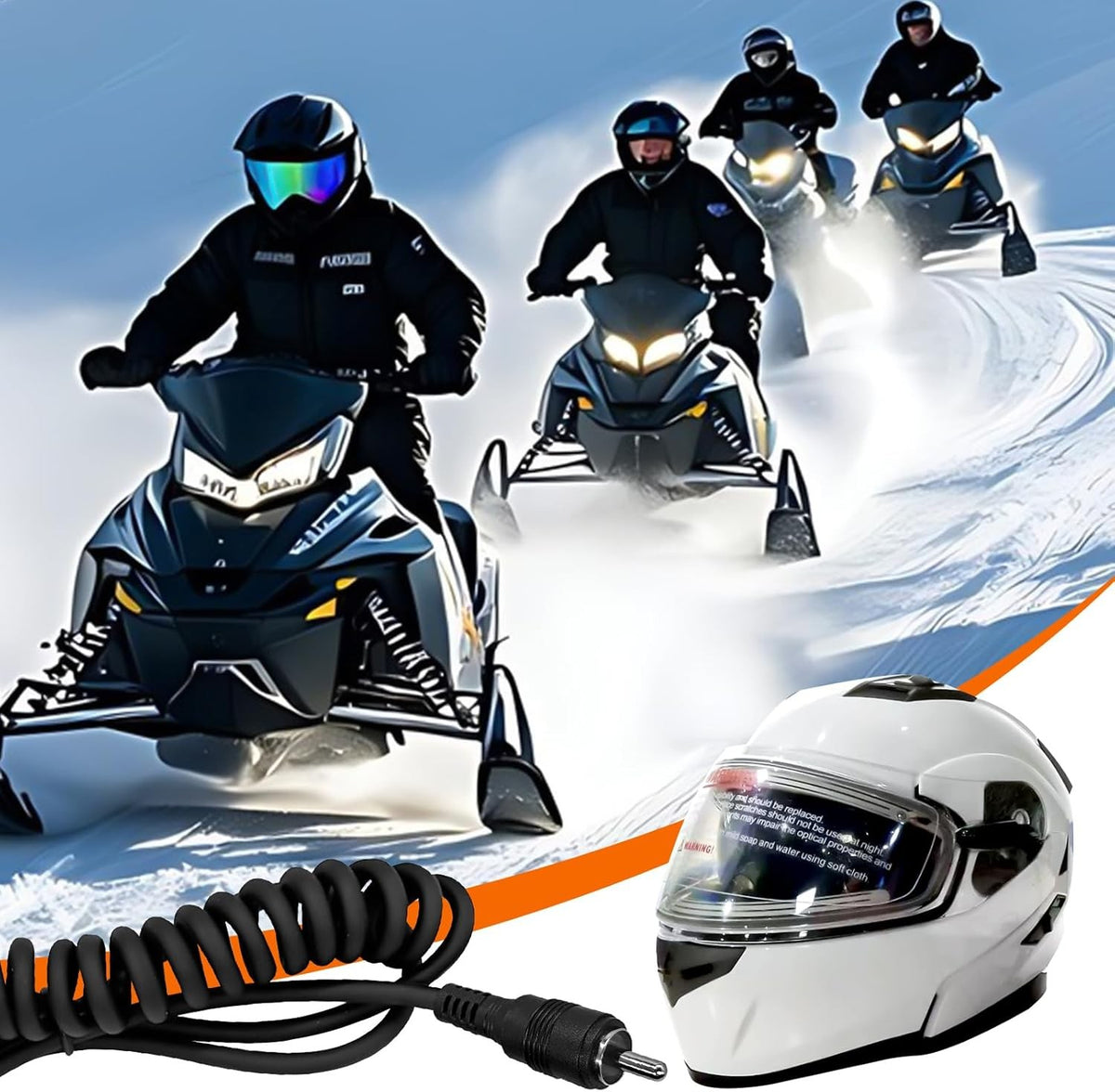 Heated Helmet Visor Power Cord with RCA Plug and Battery Lead - Cold Weather Riding Gear