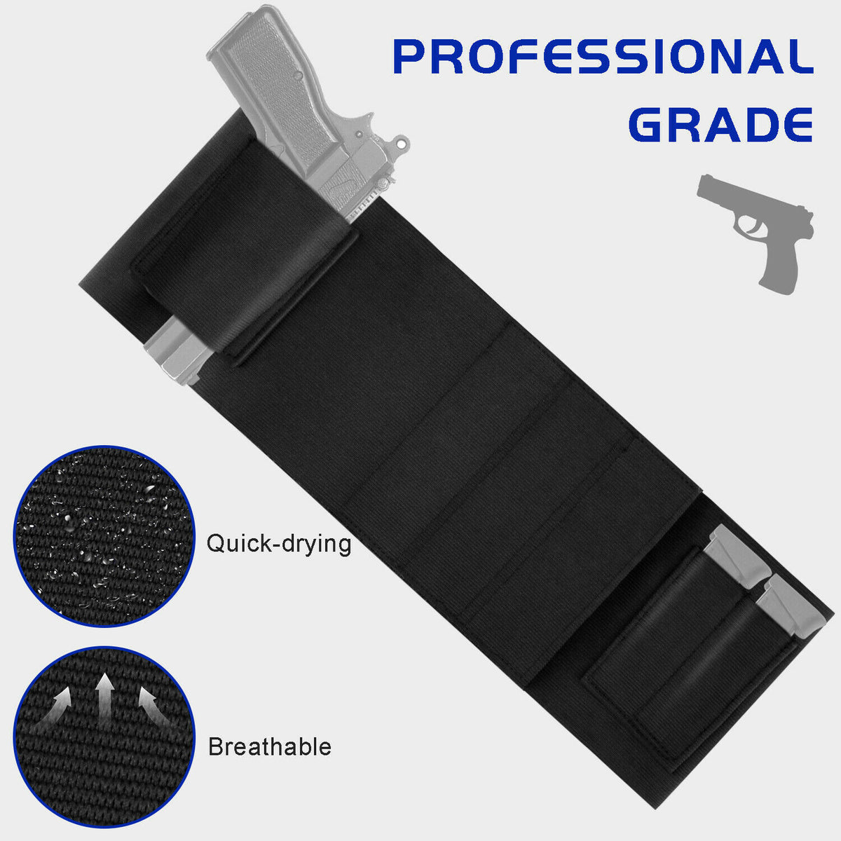 Concealed Carry Belly Holster for Pistols & Magazines - Fits 38-48" Waist