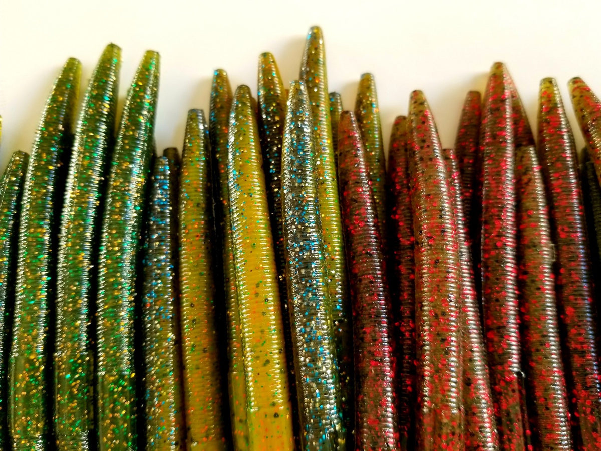 Soft Plastic Bass Worms 50 Pack - Senko Style Fishing Lures with 5 Colors