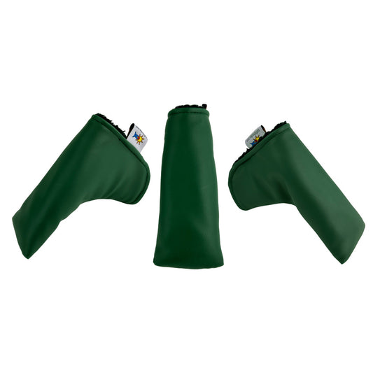 Sunfish Green Leather Golf Blade Putter Headcover with Magnetic Closure