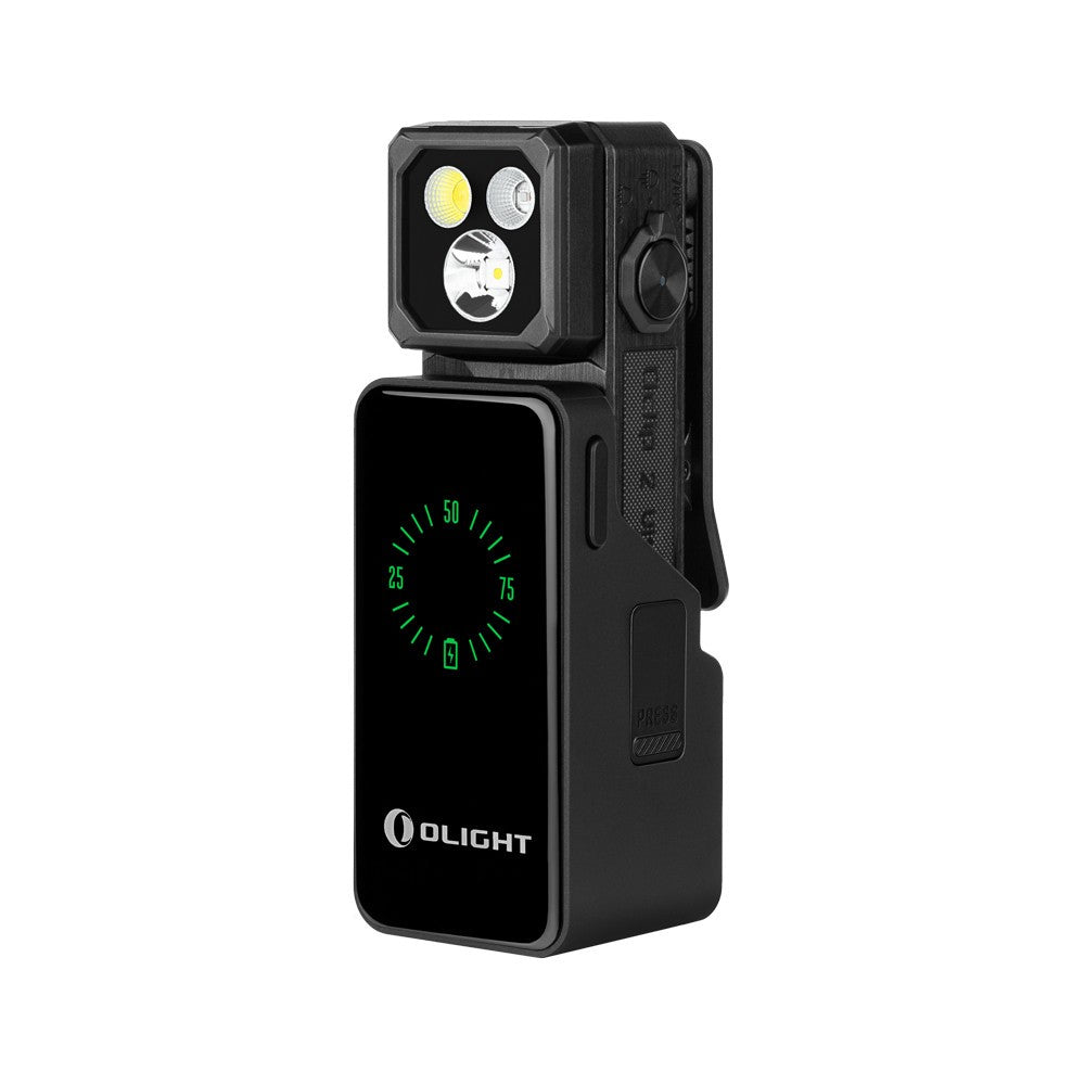 Olight Oclip 2 Ultra Premium Onyx Black Clip Flashlight with Charging Dock and Multi-Beam Options