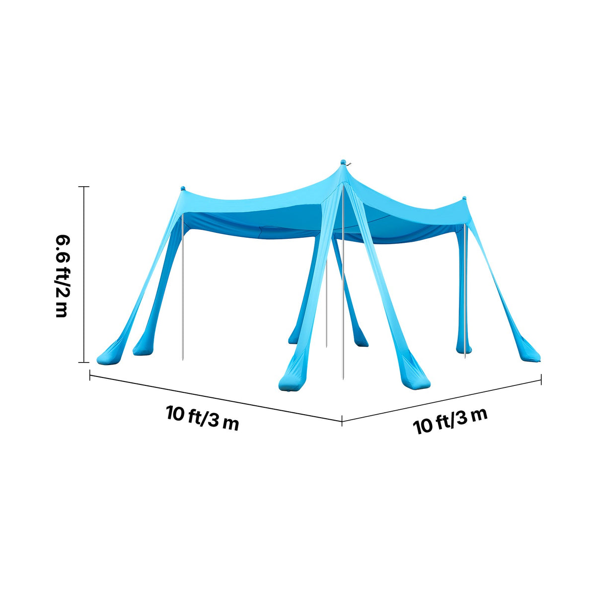 Portable 10x10 ft Sun Shade Canopy for Beach and Outdoor Use - UPF50+ Blue