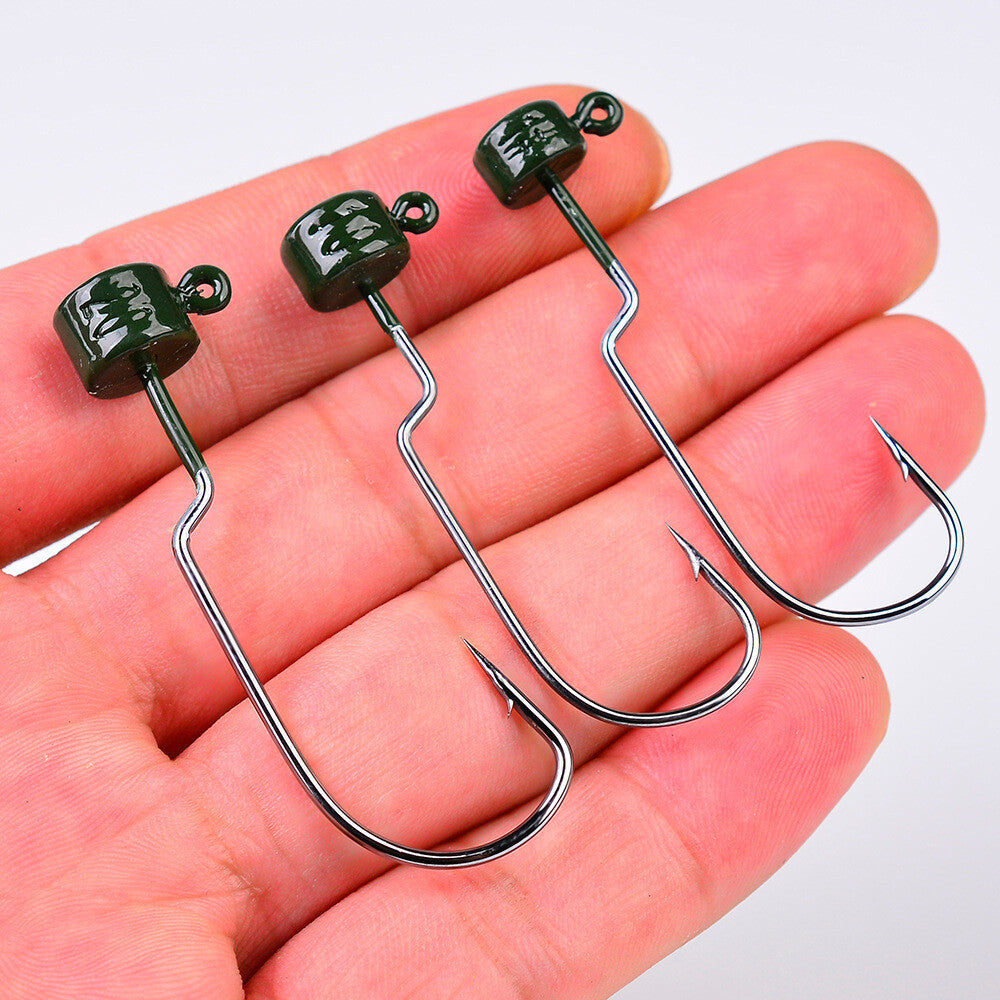 25Pcs Ned Rig Jig Head Hooks - Mushroom Style Offset Weedless Bass Lures