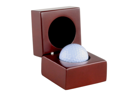 Wood Hole-in-One Golf Ball Display Box Trophy Case - Felt Lined, Rosewood Finish