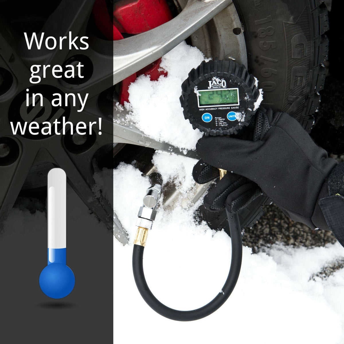 Digital Tire Pressure Gauge 100 PSI Professional Accuracy - JACO ElitePro
