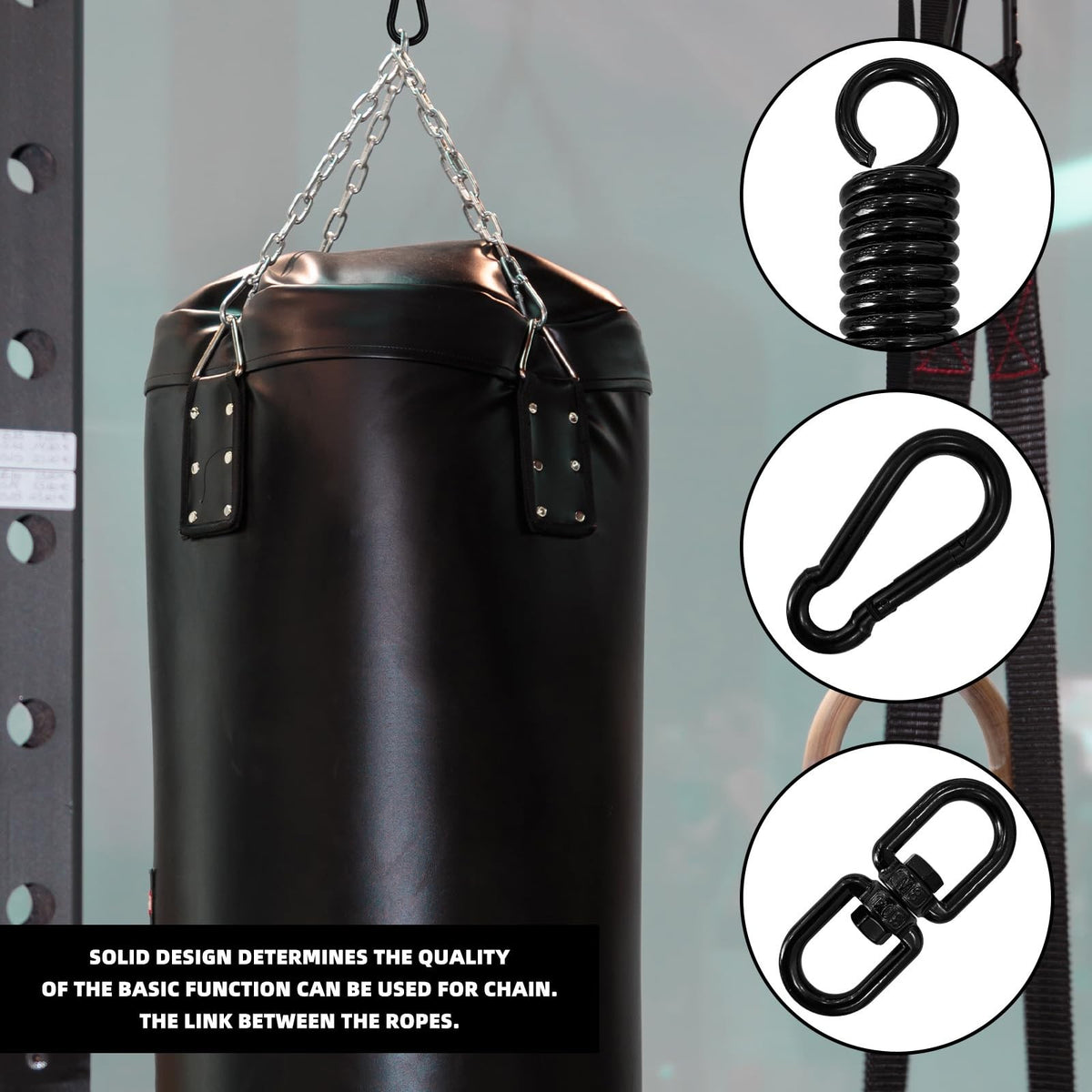 Heavy Duty Punching Bag Hanging Kit with Swivel & Carabiners - Boxing Equipment