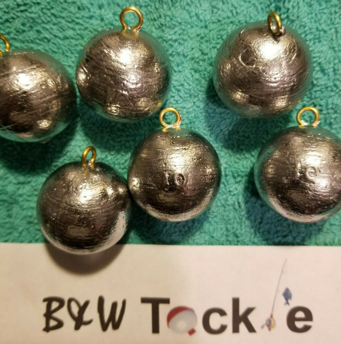 12-Pack 10 oz Lead Fishing Sinkers with Brass Eye - Cannonball Weights