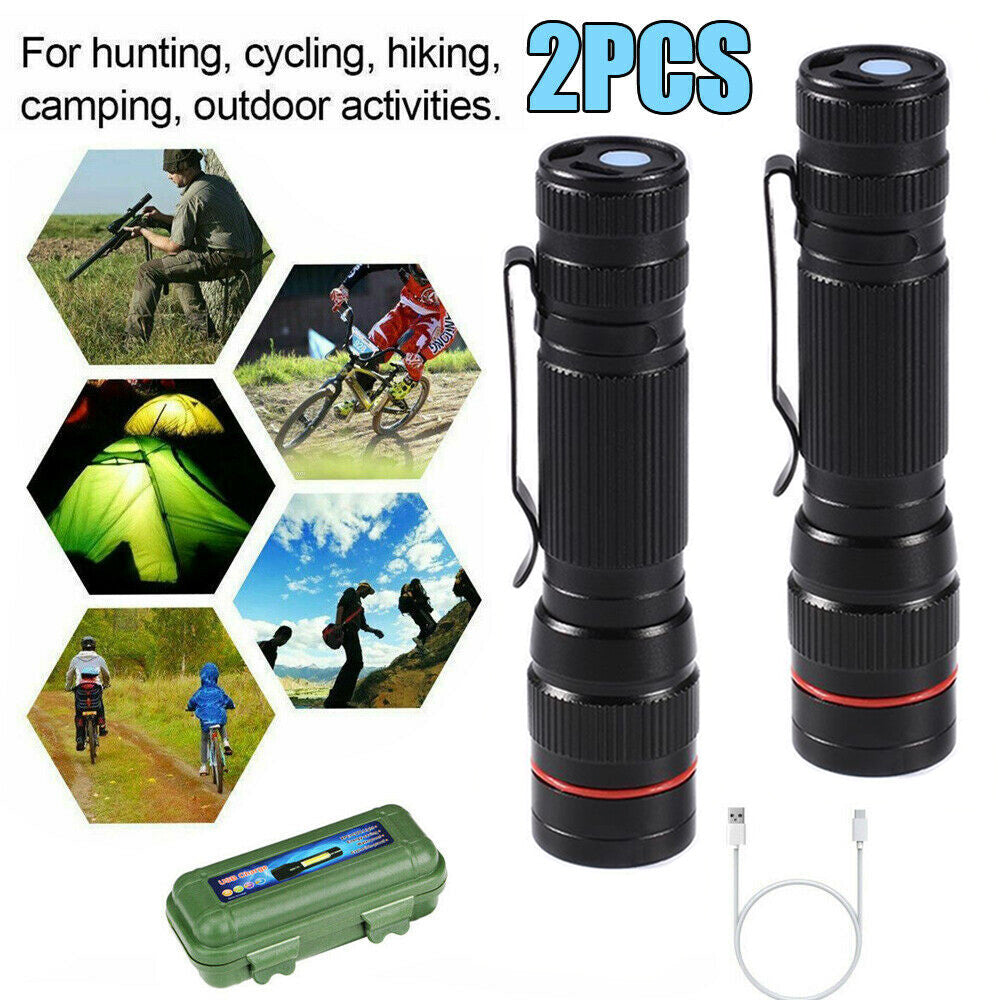 High Lumens Rechargeable LED Tactical Flashlight with Zoom, 95000000LM