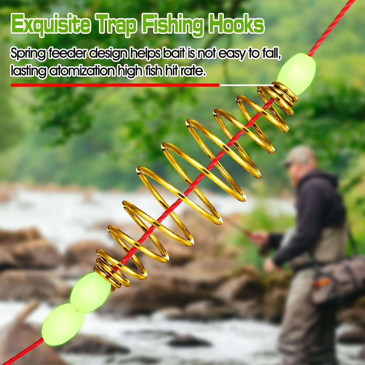 9 Pcs Carp Fishing Hooks Kit with Spring Bait Trap Rig and Durable Steel Tackle
