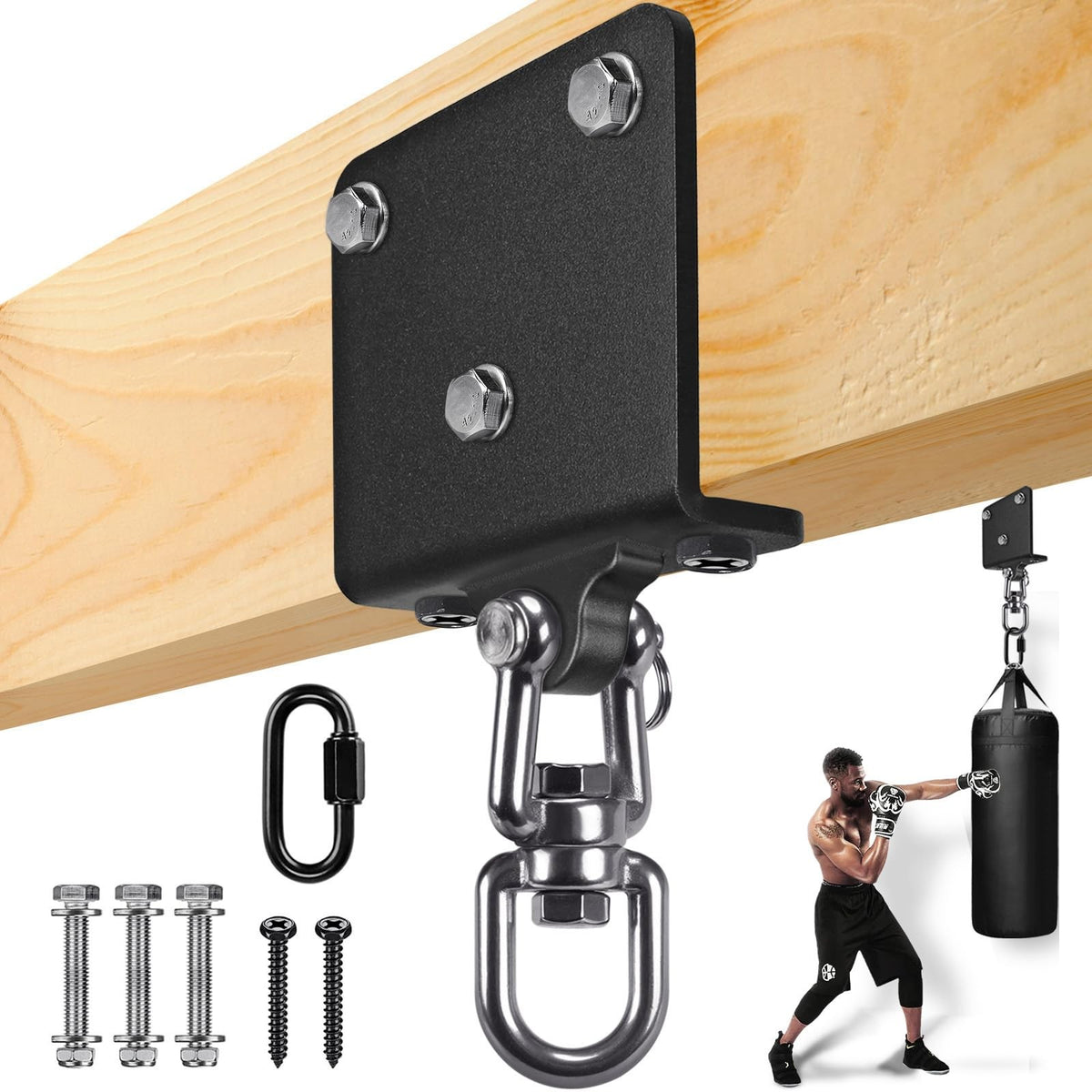 Heavy Bag Hanger Ceiling Mount with 360° Swivel for Boxing & Martial Arts