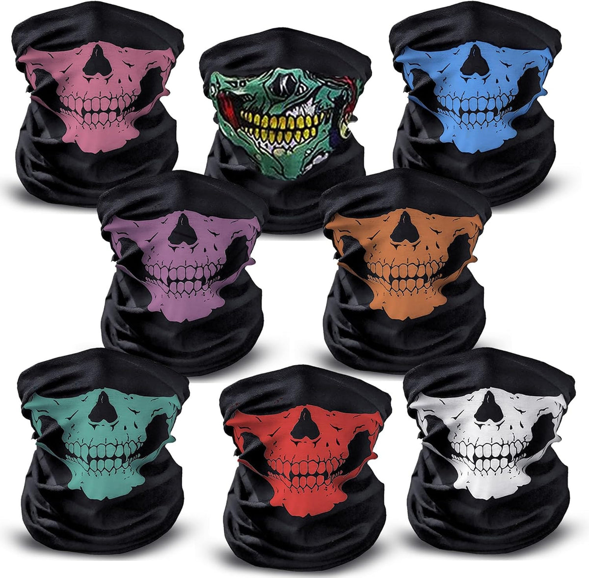 8 Pcs Skull Face Mask Balaclava Ghost Bandana for Motorcycle Biking & Outdoor Sports