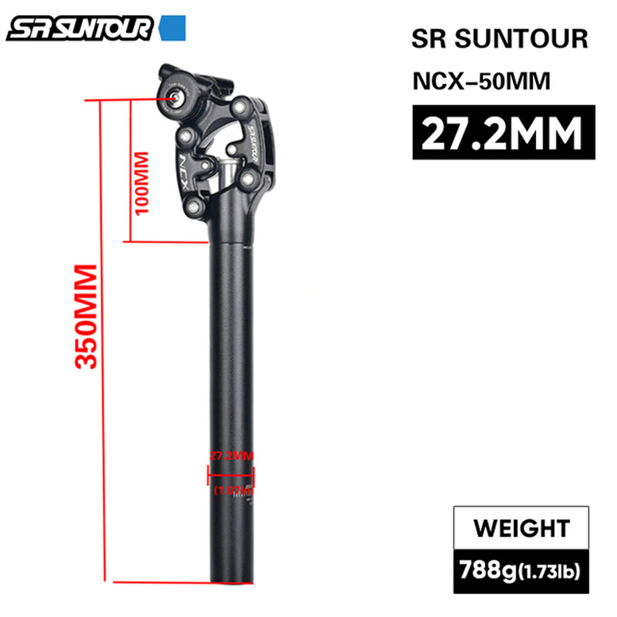 Suspension Seatpost with 50mm Travel for MTB - Adjustable Shock Absorber