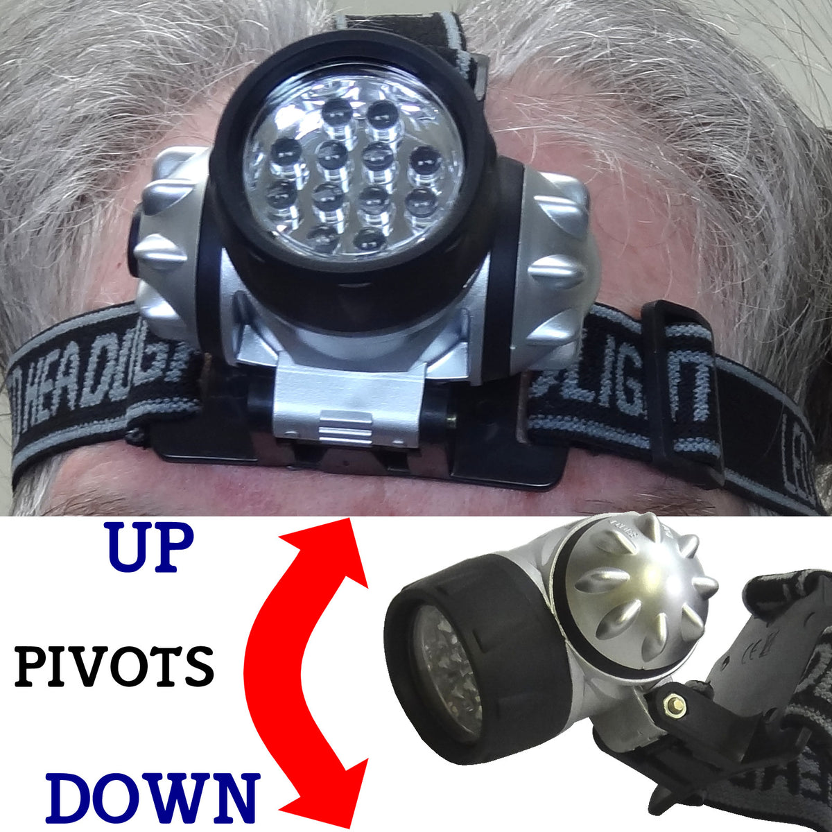 12 LED Headlamp with Adjustable Strap Waterproof Ultra Bright Headlight