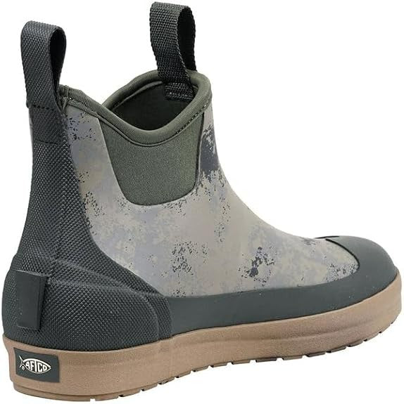 AFTCO Ankle Deck Fishing Boots - Green Acid Camo, Waterproof, Non-Slip, Size 9