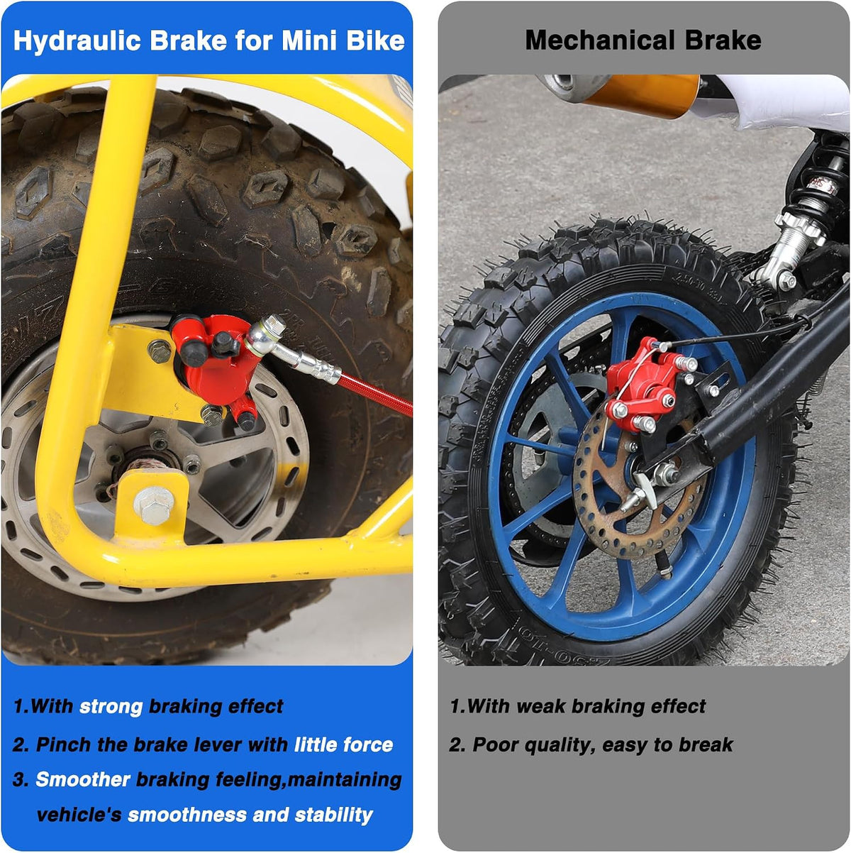 Mini Bike Hydraulic Brake Kit with 180mm Rear Disc Brake Rotor Replacement