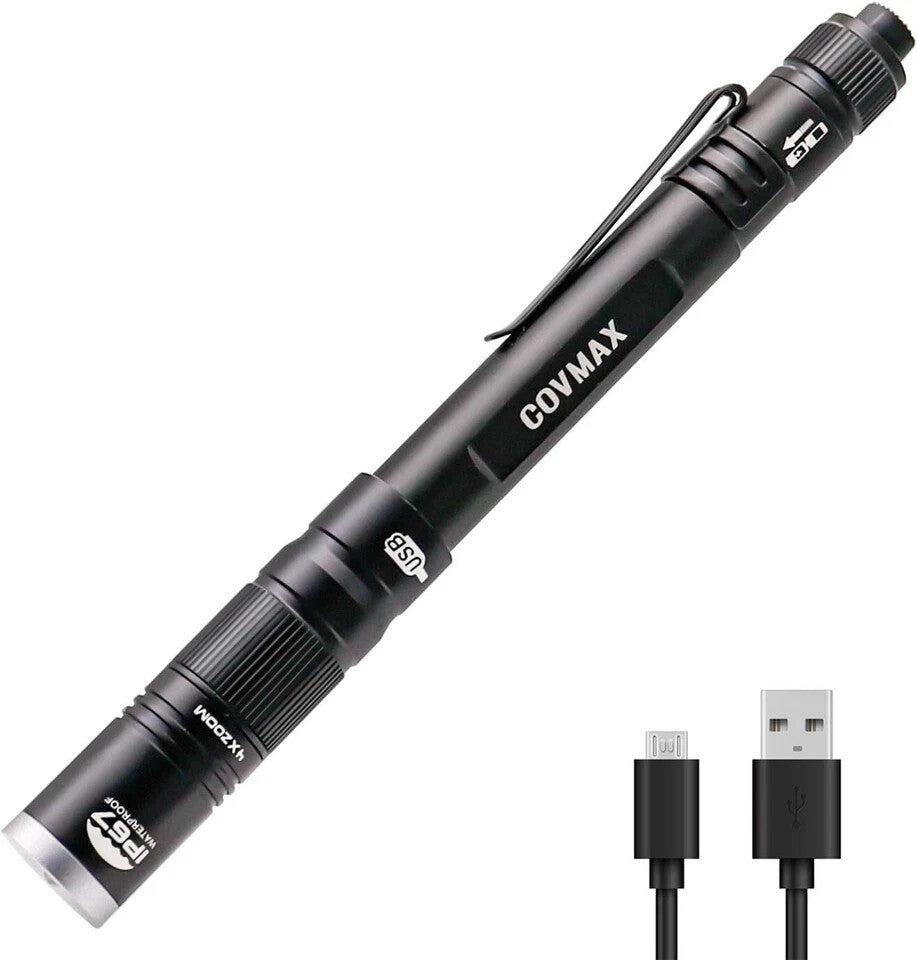 Rechargeable Waterproof LED Penlight with Zoom and 3 Modes