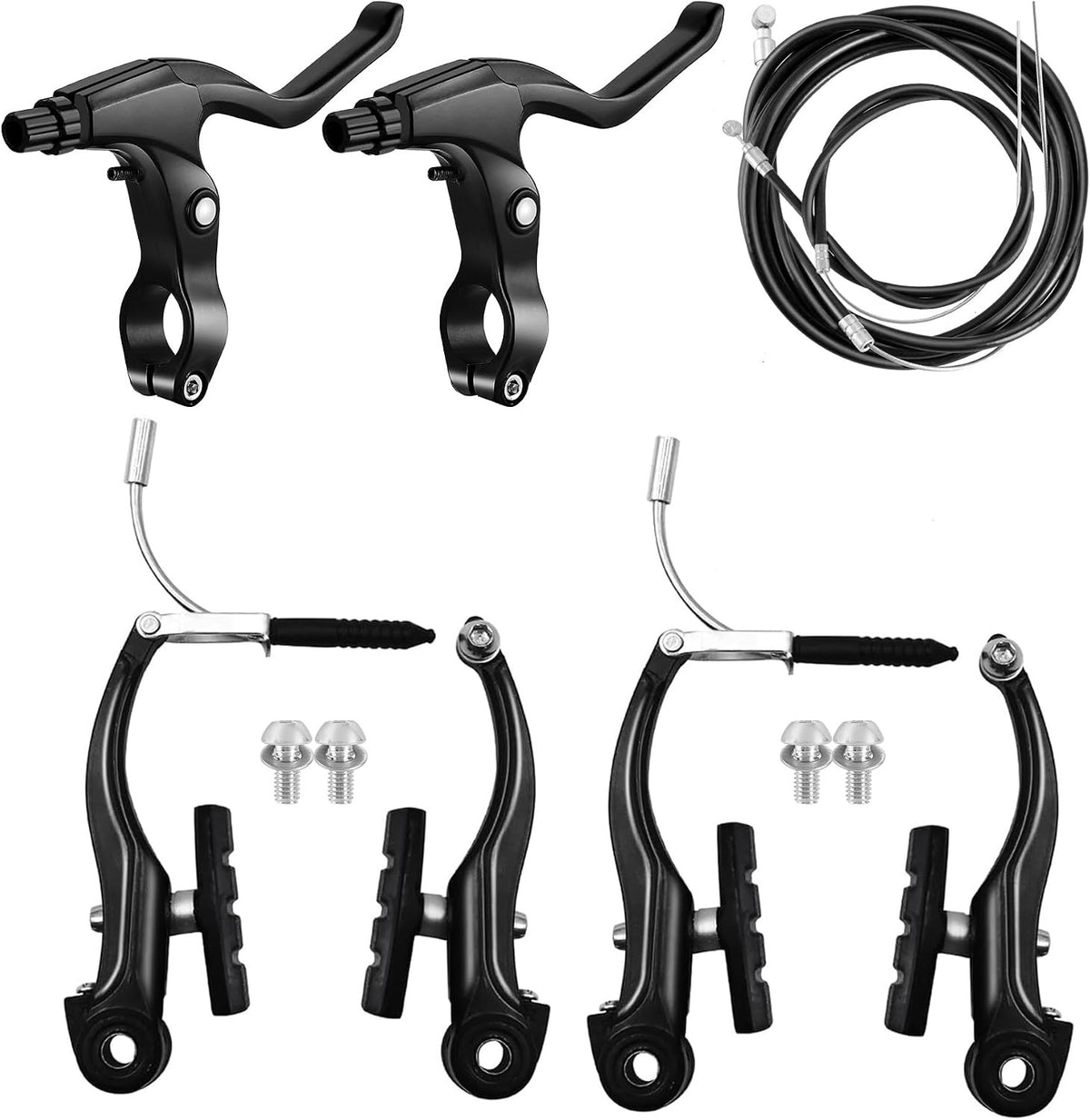 Complete Bike Brake Set with Cables for Mountain & Hybrid Bicycles