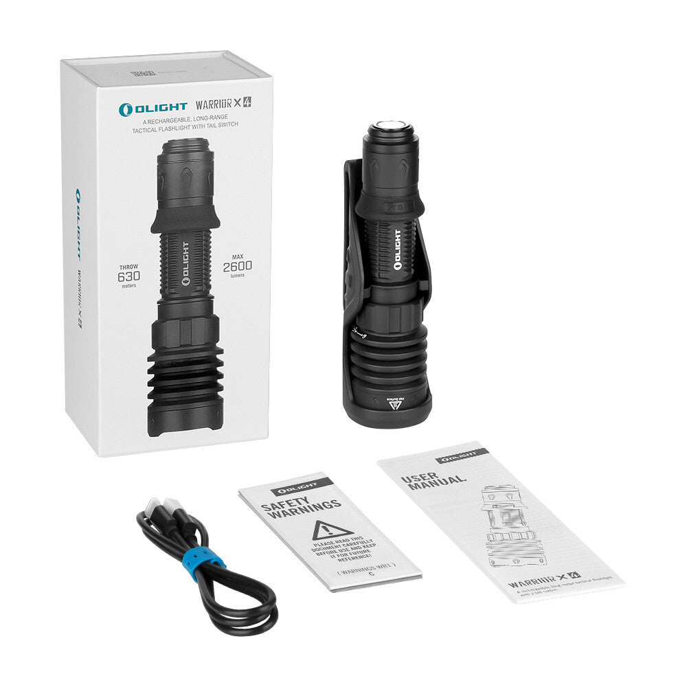 Rechargeable Tactical Flashlight with Holster - 2600 Lumens, USB-C, Waterproof