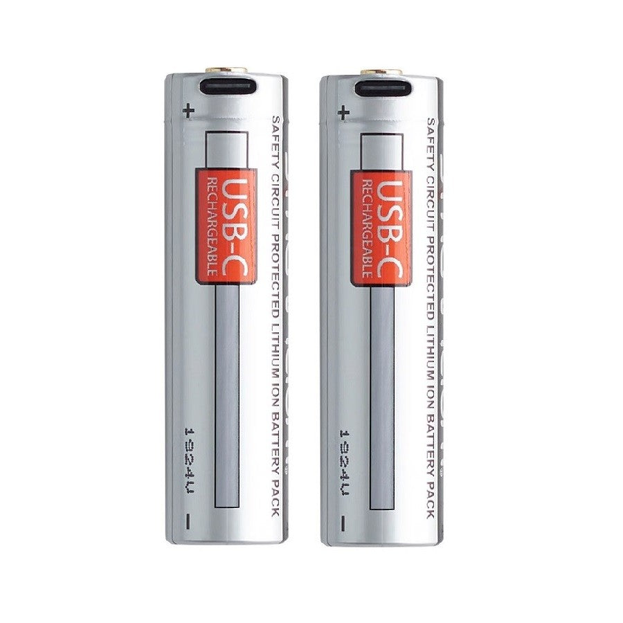 USB Rechargeable Lithium Battery Pack 2 Pack for Flashlights & Lighting Tools