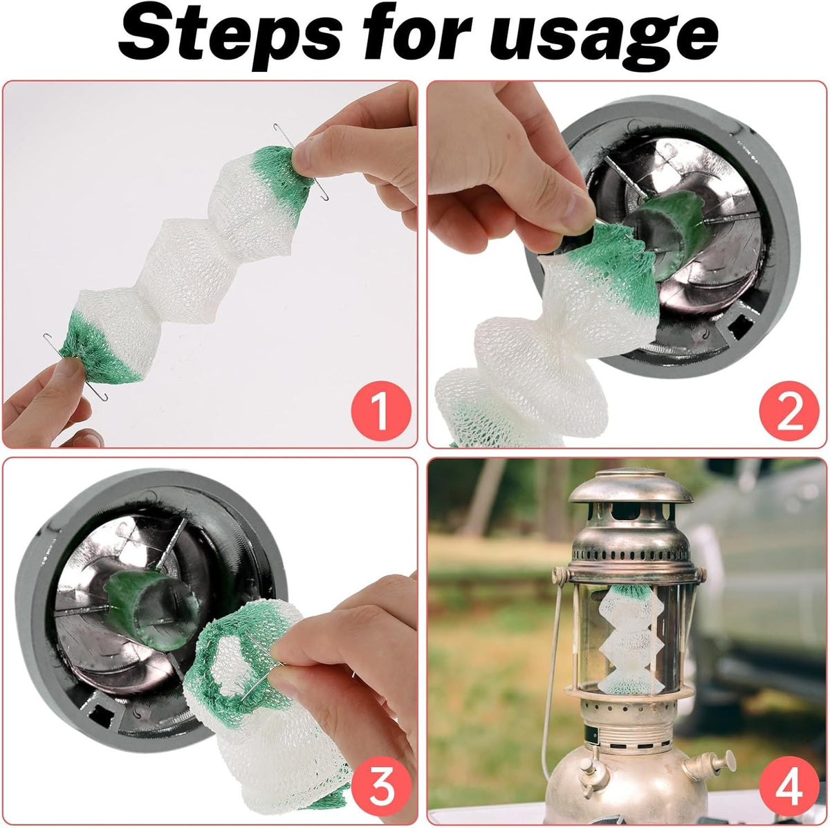 6 Pcs Propane Lantern Gas Mantles with Clips for Camping and Outdoor Use