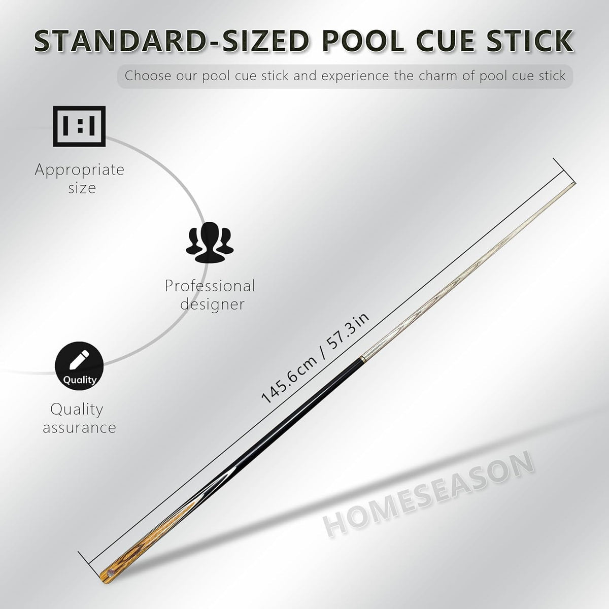 57" Snooker Pool Cue Stick 19oz with 9.5mm Tip & Leather Case