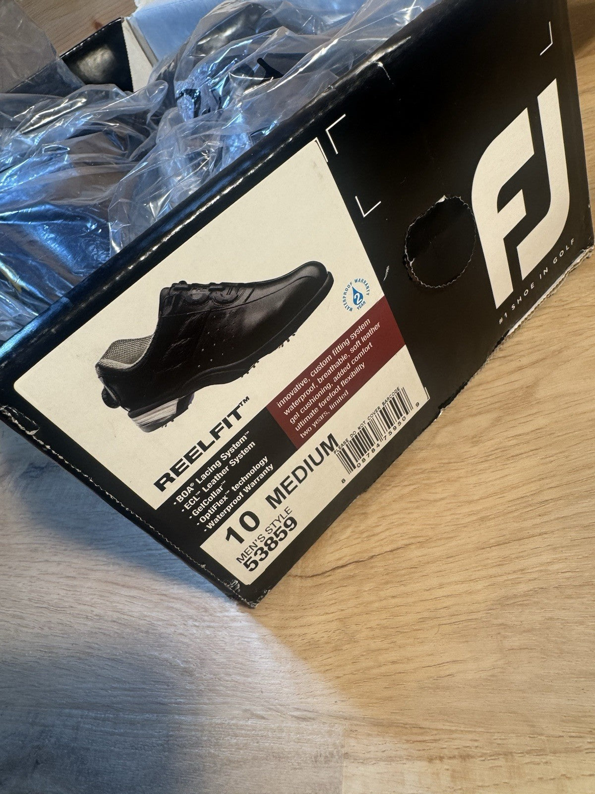 Men's Black Leather Golf Shoes - ReelFit Series, Size 10M, New with Box