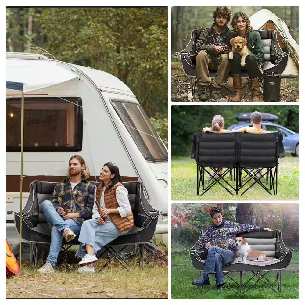 XXXL Oversized Padded Camping Loveseat - 2 Person Folding Outdoor Chair