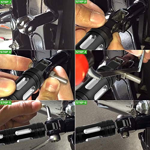 Edge Cut Passenger Footrest Pegs for Harley Motorcycles - Black Chrome