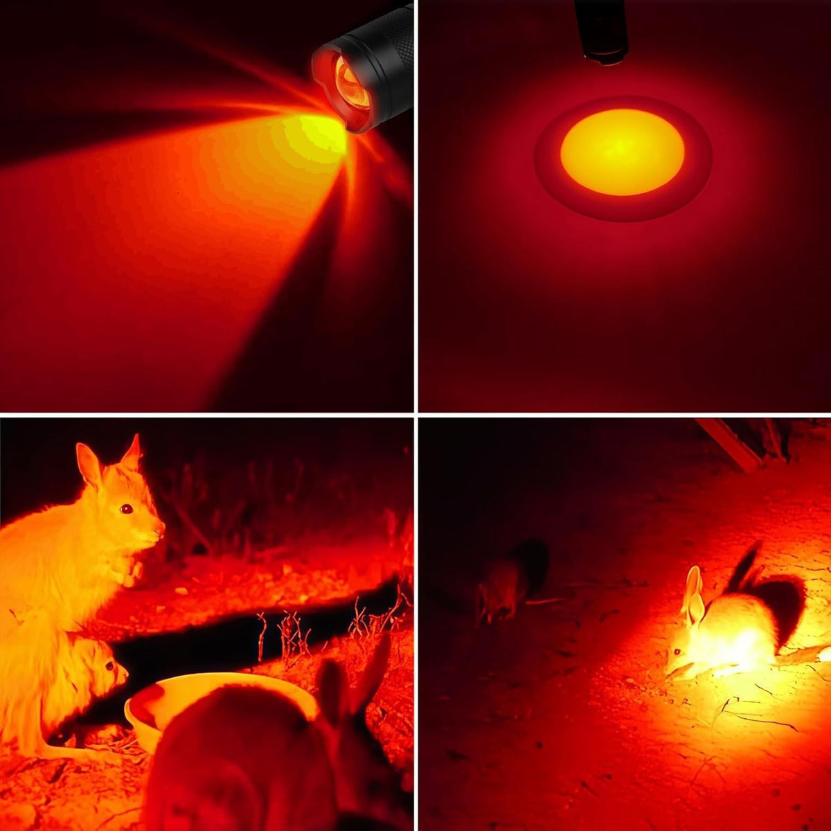 Rechargeable LED Flashlight 2-in-1 Red & White Portable Torch for Outdoor Use