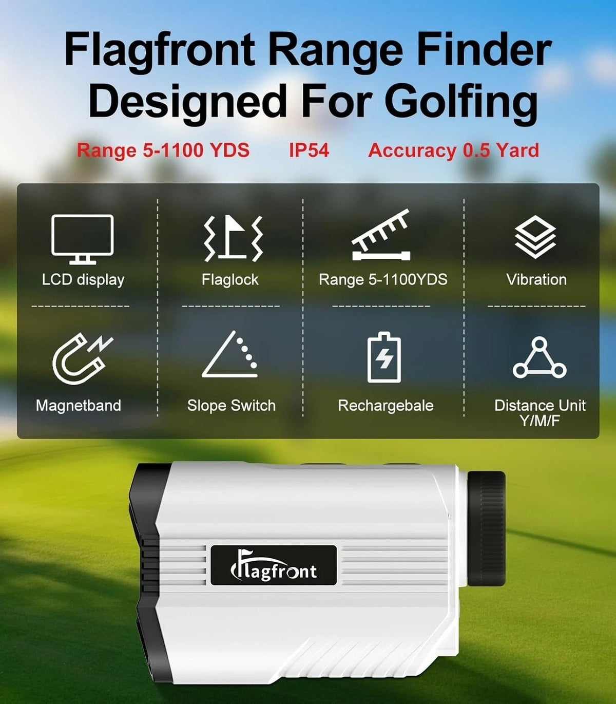 High-Precision Golf Range Finder 1100 Yards with Flag Lock & Slope