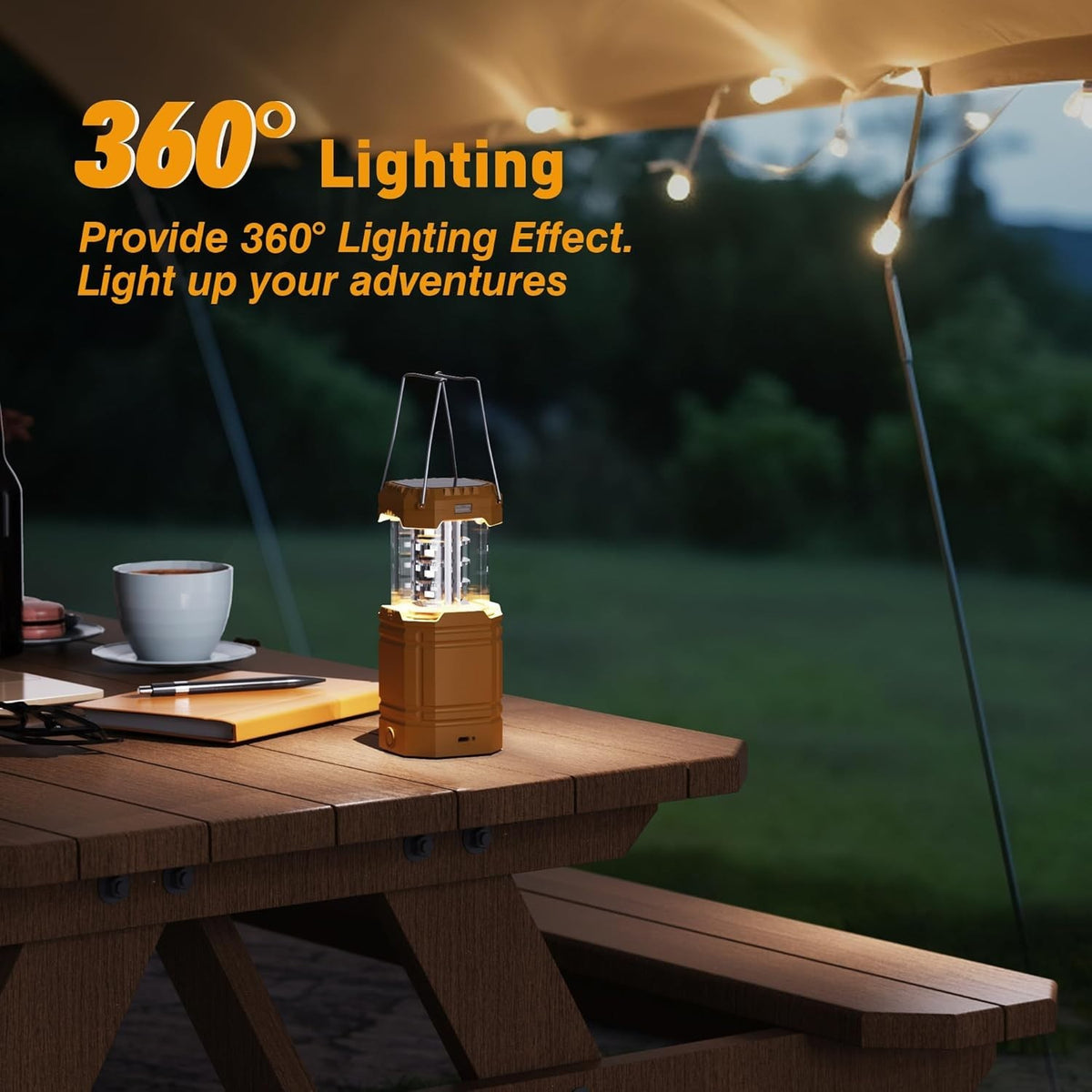 Outdoor LED Lantern with Hand Crank & USB Rechargeable Battery