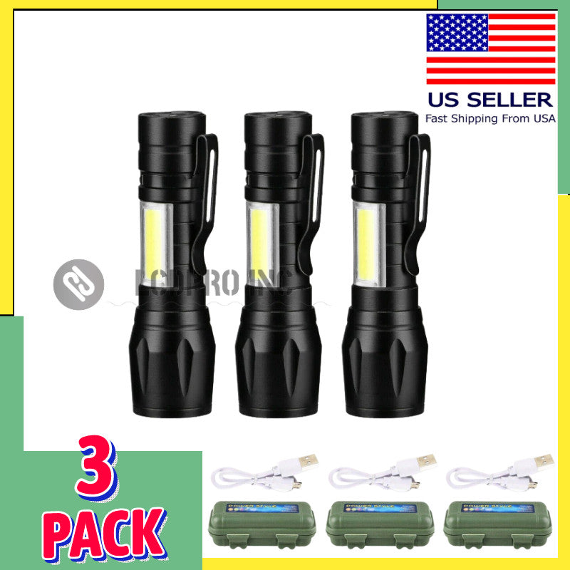 Rechargeable LED Tactical Flashlight with 3 Modes, Compact & Waterproof